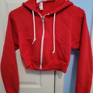 Cropped fuzzy and soft red jacket